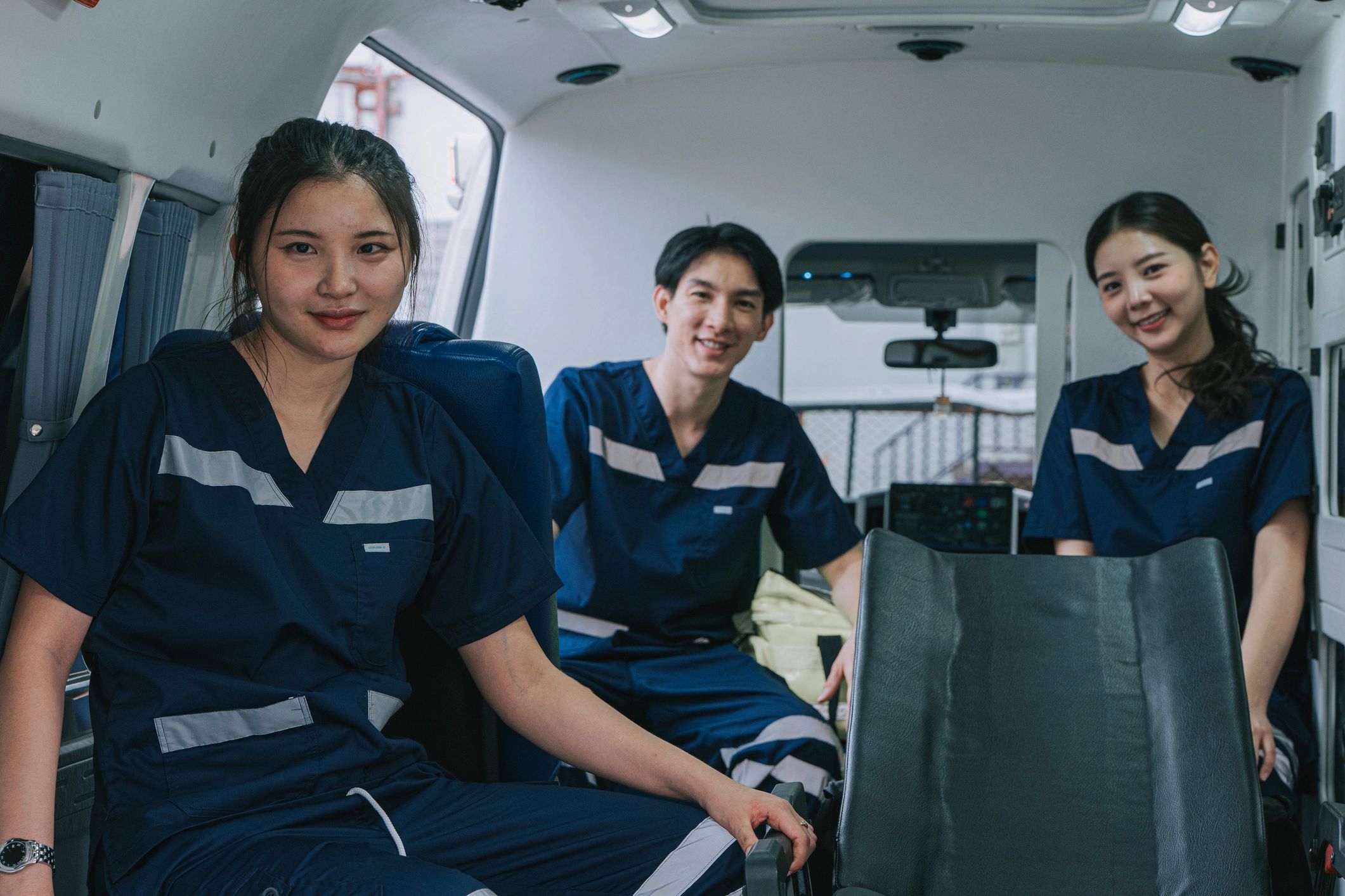 medical transport team caring